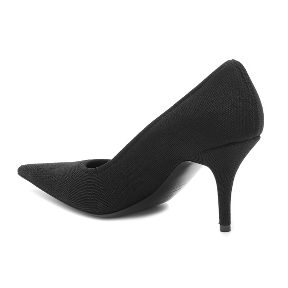 Balenciaga Knife Recycled Knit Black White Logo Pointed Toe Mule Heel Pump 37.5 - Picture 8 of 12
